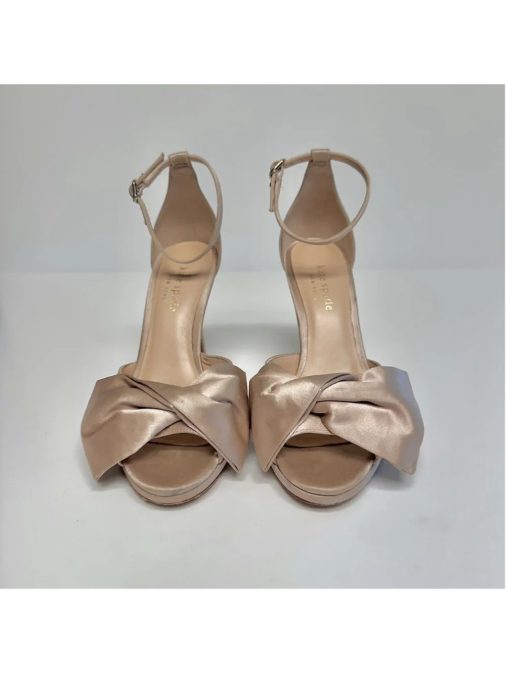 Kate Spade Satin Bow, Blush Pink, Strappy Stiletto Heel Sandals, Woman’s Size 5
